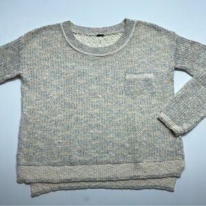 Free People Sweater Womens Size Small Cotton Acrylic Knit Ivory Flecked Eyelet